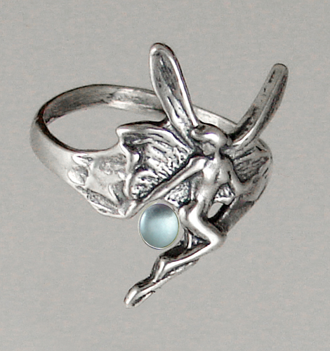 Sterling Silver Fairy Ring With Blue Topaz Size 4